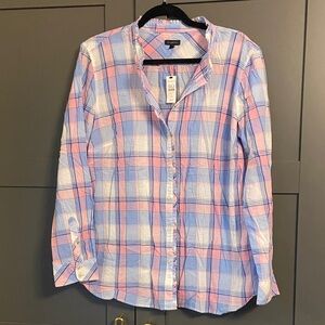Talbots Pastel Plaid Button-Down Shirt in Pink and Light Blue